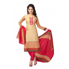 Vaamsi Women's Faux Cotton Salwar Suit Dress Material(Cocp21_Beige_ Free Size)